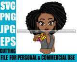Afro Lili Black Girl Woman Armed Gun Gangster Glamour Hoop Earrings Dreadlocks Hair Style SVG Cutting Files For Silhouette Cricut More