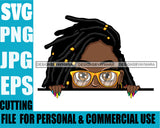 Afro Lili Black Girl Woman Peeking Peekaboo Glasses Nails Nubian Queen Melanin Dreadlocks Hair Style Personal & Commercial Use SVG Cutting Files For Silhouette Cricut More