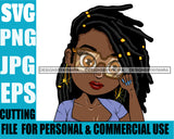 Afro Lili Black Girl Woman Glasses Hoop Earrings Glamour Queen Melanin Dreadlocks Hair Style Personal & Commercial Use SVG Cutting Files For Silhouette Cricut More