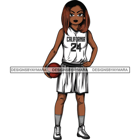 Afro Lola Basketball Player Sport Woman SVG Clipart Vector Cutting Cut Files