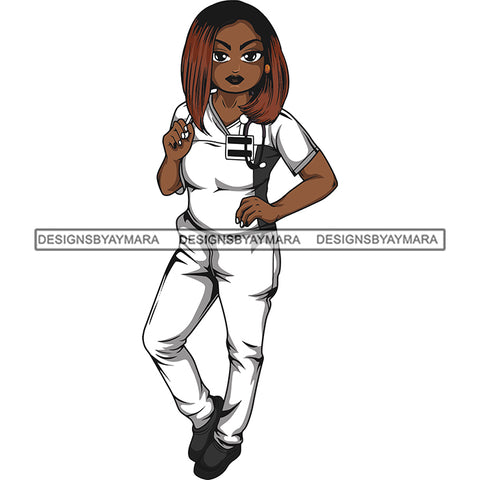 Afro Lola Nurse Medical Occupation SVG Cutting Files For Cricut Silhouette and More