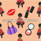 Fashion Lady Seamless Pattern Abstract Decorative Background Vector Designs SVG Files For Cutting and More!