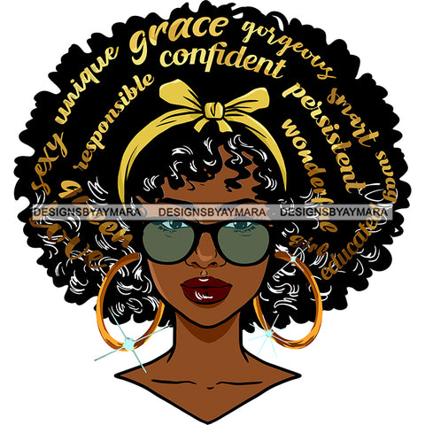Positive Words Affirmations Confident Unique Afro Hair Words  SVG JPG PNG Vector Clipart Cricut Silhouette Cut Cutting