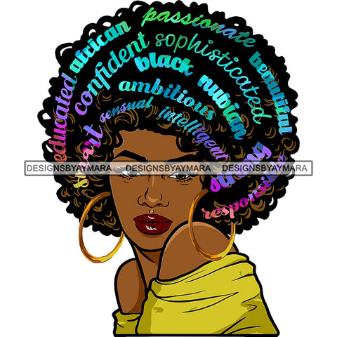 Positive Words Affirmations Confident Unique Afro Hair Words  SVG JPG PNG Vector Clipart Cricut Silhouette Cut Cutting