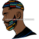 Black King With Beard Words In Beard SVG JPG PNG Vector Clipart Cricut Silhouette Cut Cutting