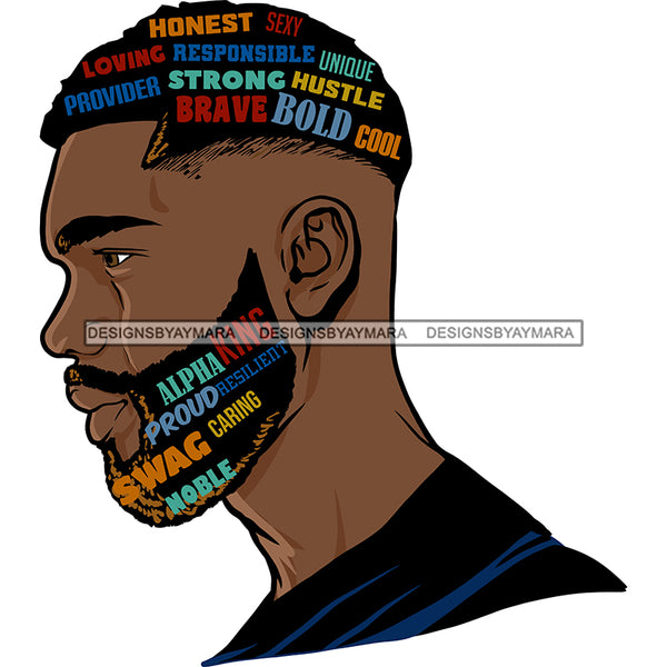 Black King With Beard Words In Beard SVG JPG PNG Vector Clipart Cricut Silhouette Cut Cutting