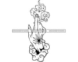 Woman Hand Holding Marijuana Long Nails Joint Smoking Pot Weed Cannabis Leaf B/W SVG PNG JPG Vector Clipart Silhouette Cricut Cutting