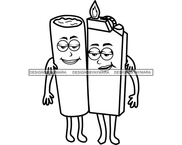 Marijuana Joint Lighter Best Buds Smoking Pot Blunt Weed Leaf Joint Cannabis B/W SVG PNG JPG Vector Clipart Silhouette Cricut Cutting