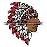 Native Native American Indigenous Wearing Headdress SVG JPG PNG Vector Clipart Cricut Silhouette Cut Cutting1