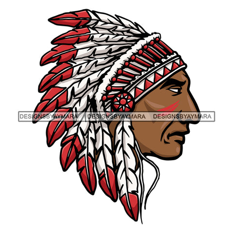 Native Native American Indigenous Wearing Headdress SVG JPG PNG Vector Clipart Cricut Silhouette Cut Cutting1