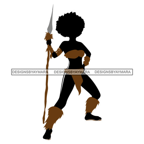 African Warrior Silhouette Big Afro Black Woman SVG JPG PNG Vector Clipart Cricut Silhouette Cut Cutting