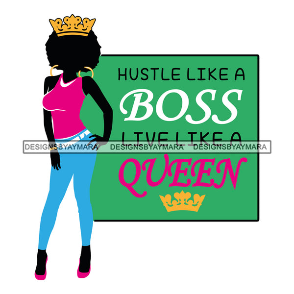 Hustle Like A Boss Live Like A Queen SVG JPG PNG Vector Clipart Cricut Silhouette Cut Cutting1