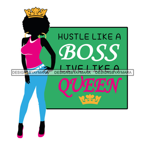 Hustle Like A Boss Live Like A Queen SVG JPG PNG Vector Clipart Cricut Silhouette Cut Cutting1