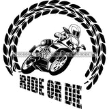 Laurel Wreath Logo Ride Or Die Motorcycle Trophy Banner Award Triumph Symbol Glory B/W SVG JPG PNG Vector Clipart Cricut Silhouette Cutting