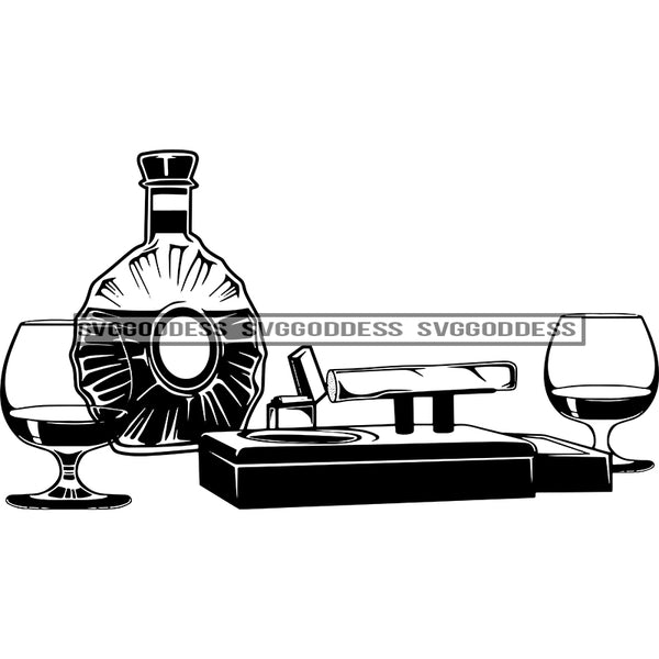 Whiskey Glasses Cigar Smoke Tobacco Liqueur Beverage Drink Drinking Alcohol Ice Cube SVG JPG PNG Vector Clipart  Cricut Cut Cutting