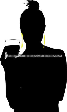Afro Black Woman Silhouette Drinking Wine Relax Chilling Stress Free SVG Cutting Files For Silhouette Cricut and More!