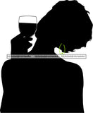 Afro Black Woman Silhouette Drinking Wine Relax Chilling Stress Free SVG Cutting Files For Silhouette Cricut and More!