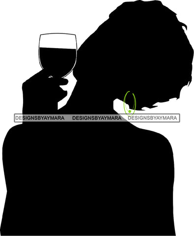 Afro Black Woman Silhouette Drinking Wine Relax Chilling Stress Free SVG Cutting Files For Silhouette Cricut and More!