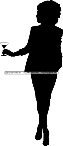 Afro Black Woman Silhouette Drinking Wine Relax Chilling Stress Free SVG Cutting Files For Silhouette Cricut and More!