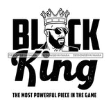Black King Quote Gold Glitter Chess Game Afro Sexy Man Beard Sunglasses Crown B/W SVG JPG PNG Vector Clipart Cricut Silhouette Cut Cutting