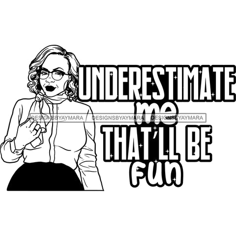 Afro Mature Woman Portrait Life Quotes Glasses Nubian Classy Wavy Hairstyle B/W SVG JPG PNG Designs Cricut Silhouette Cut Cuttings