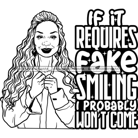 Afro Mature Woman Portrait Life Quotes Nubian Classy Long Hairstyle B/W SVG JPG PNG Designs Cricut Silhouette Cut Cuttings