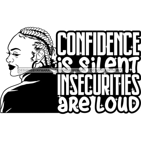 Afro Woman Mature Portrait Side View Life Quotes Nubian Classy Flawless Braids Bun Hair B/W SVG JPG PNG Designs Cricut Silhouette Cut Cuttings