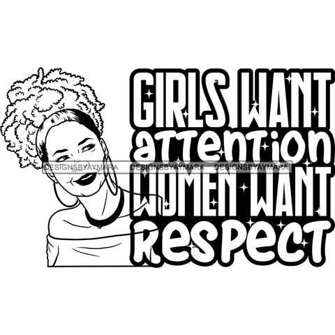 Afro Woman Mature Portrait Life Quotes Nubian Classy Puffy Up Do Hairstyle B/W SVG JPG PNG Designs Cricut Silhouette Cut Cuttings