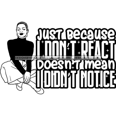 Afro Mature Woman Sitting Down Life Quotes Nubian Classy Short Hairstyle B/W SVG JPG PNG Designs Cricut Silhouette Cut Cuttings