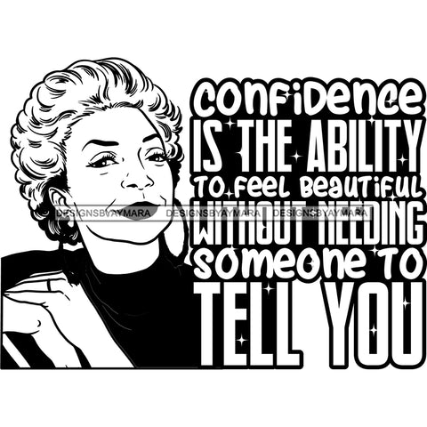 Afro Mature Woman Portrait Life Quotes Nubian Classy Short Hairstyle B/W SVG JPG PNG Designs Cricut Silhouette Cut Cuttings