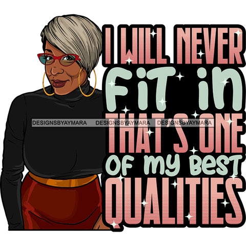 Afro Mature Woman Portrait Life Quotes Nubian Glasses Classy Asymmetrical Hairstyle SVG JPG PNG Designs Cricut Silhouette Cut Cuttings