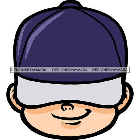 Smile Face Cartoon Character Wearing Cap Vector Design Element White Background African American Boy Face SVG JPG PNG Vector Clipart  Silhouette Cut Cutting