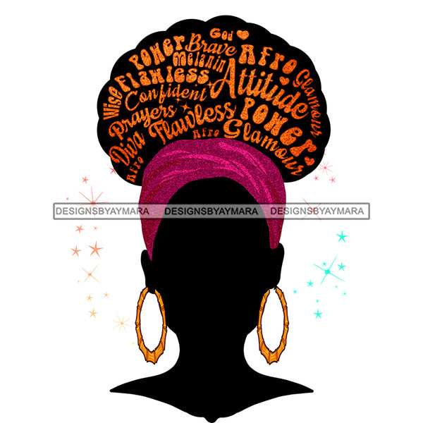 Flawless Silhouette Black Woman With Words In Afro JPG PNG  Clipart Cricut Silhouette Cut Cutting