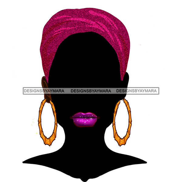 Black Woman Silhouette Turban Purple Lips JPG PNG  Clipart Cricut Silhouette Cut Cutting