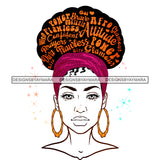 Attitude Black Woman Full Face Turban Words In Hair JPG PNG  Clipart Cricut Silhouette Cut Cutting