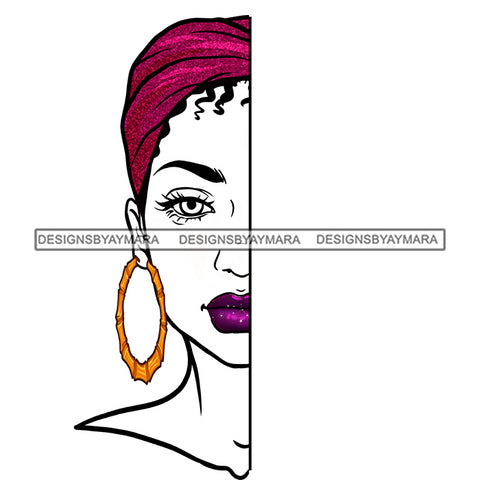 Attitude Black Woman Half Face Turban  JPG PNG  Clipart Cricut Silhouette Cut Cutting