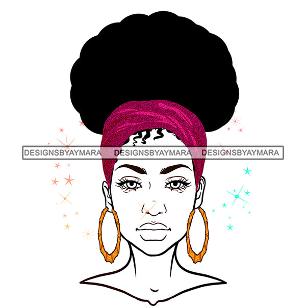 Attitude Black Woman Full Face Turban Big Afro JPG PNG  Clipart Cricut Silhouette Cut Cutting