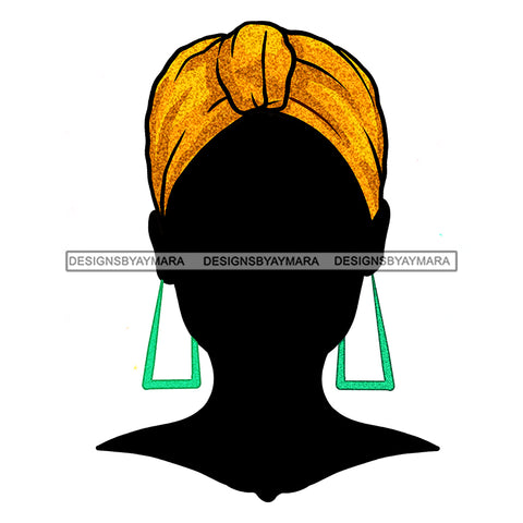 Black Woman Silhouette No Face  Gold Headwrap  JPG PNG  Clipart Cricut Silhouette Cut Cutting