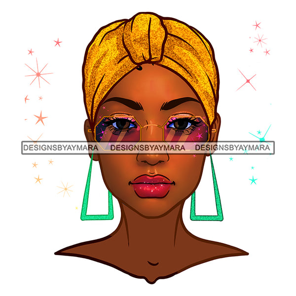 Black Woman With Face  Gold Headwrap  JPG PNG  Clipart Cricut Silhouette Cut Cutting