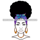 Black Woman With Full Face Blue Headwrap  JPG PNG  Clipart Cricut Silhouette Cut Cutting