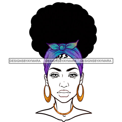 Black Woman With Full Face Blue Headwrap  JPG PNG  Clipart Cricut Silhouette Cut Cutting