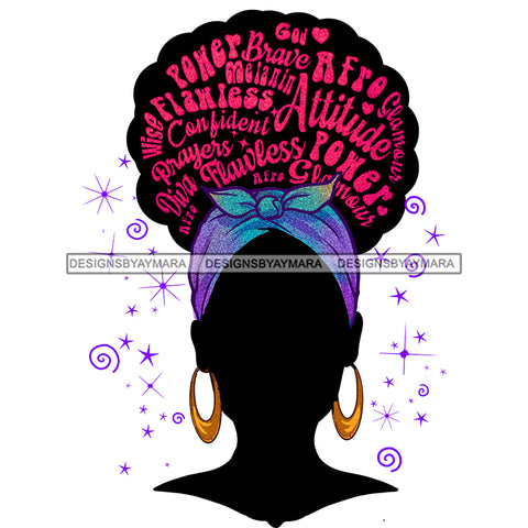 Flawless Black Woman With No Face Words In Hair Blue Headwrap  JPG PNG  Clipart Cricut Silhouette Cut Cutting