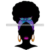 Flawless Black Woman With Black Full Face  Blue Headwrap  JPG PNG  Clipart Cricut Silhouette Cut Cutting
