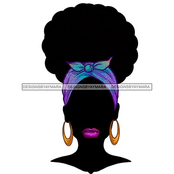 Flawless Black Woman With Black Full Face  Blue Headwrap  JPG PNG  Clipart Cricut Silhouette Cut Cutting
