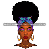 Black Woman With Full Face  Blue Headwrap  JPG PNG  Clipart Cricut Silhouette Cut Cutting