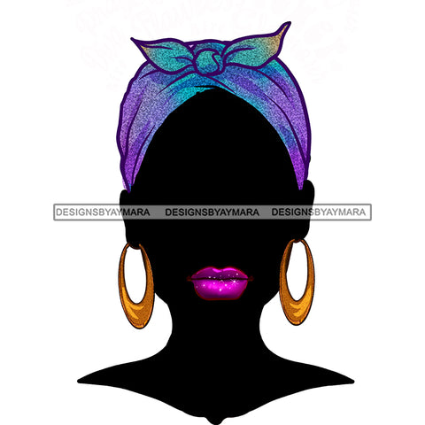 Black Woman With No Face  Full Blue Headwrap  JPG PNG  Clipart Cricut Silhouette Cut Cutting