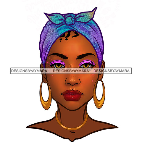 Black Woman With Face Full Blue Headwrap  JPG PNG  Clipart Cricut Silhouette Cut Cutting