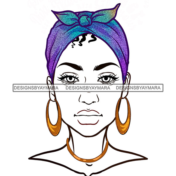 Black Woman With Full Face Full Blue Headwrap  JPG PNG  Clipart Cricut Silhouette Cut Cutting