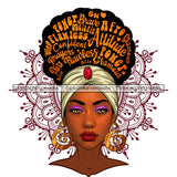 Power Black Woman With Full Face Words In Hair Headwrap JPG PNG  Clipart Cricut Silhouette Cut Cutting