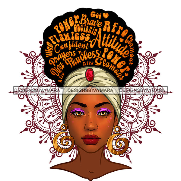Power Black Woman With Full Face Words In Hair Headwrap JPG PNG  Clipart Cricut Silhouette Cut Cutting